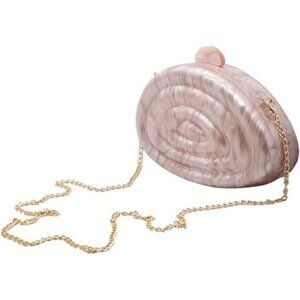 Shell Acrylic Evening Clutch – Elegant Wedding & Party Purse with Chain